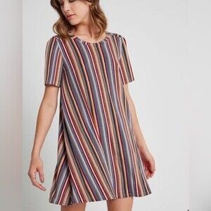 BCBGeneration eclectic earth toned striped shift dress size large